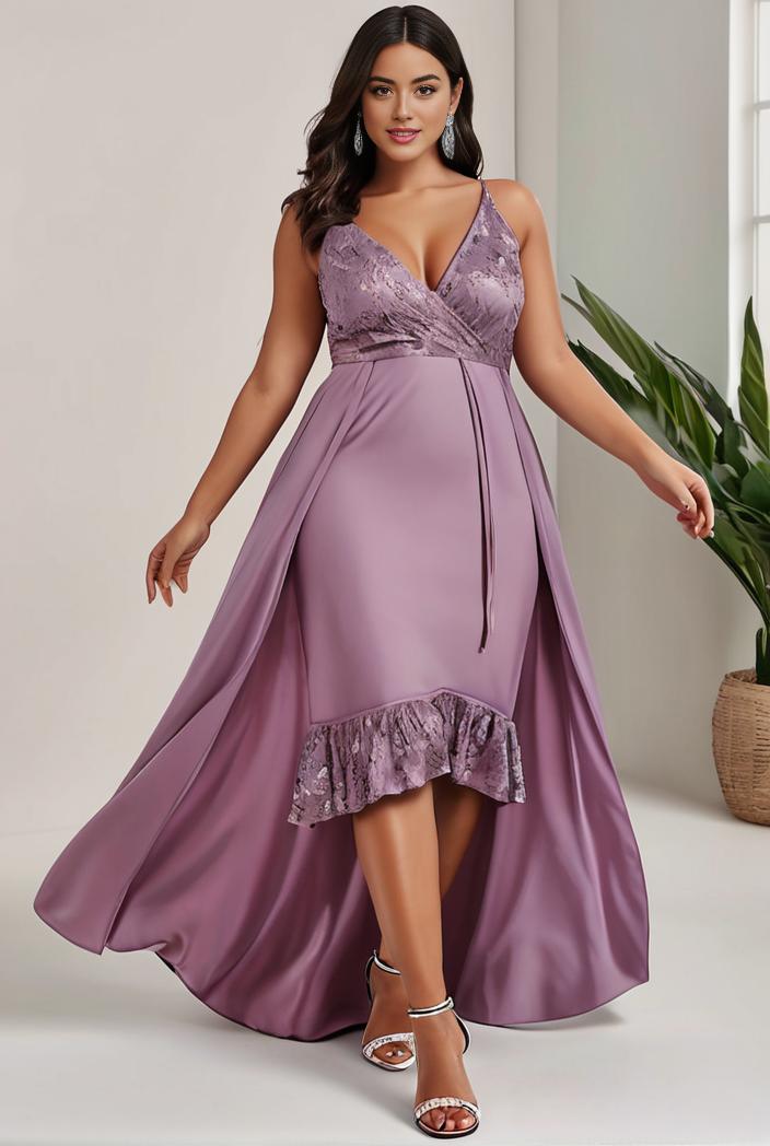 plus size sequin high low deep v neck tulle evening dresses 102062