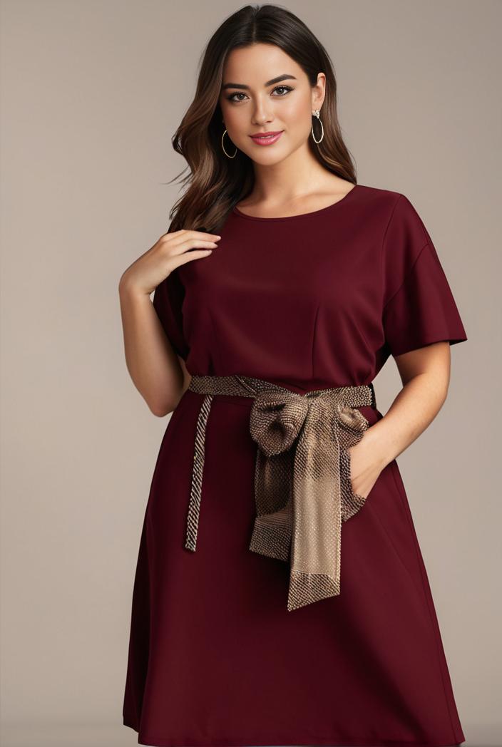 plus size simple chiffon pleated a line round neckline bridesmaid dress 102540
