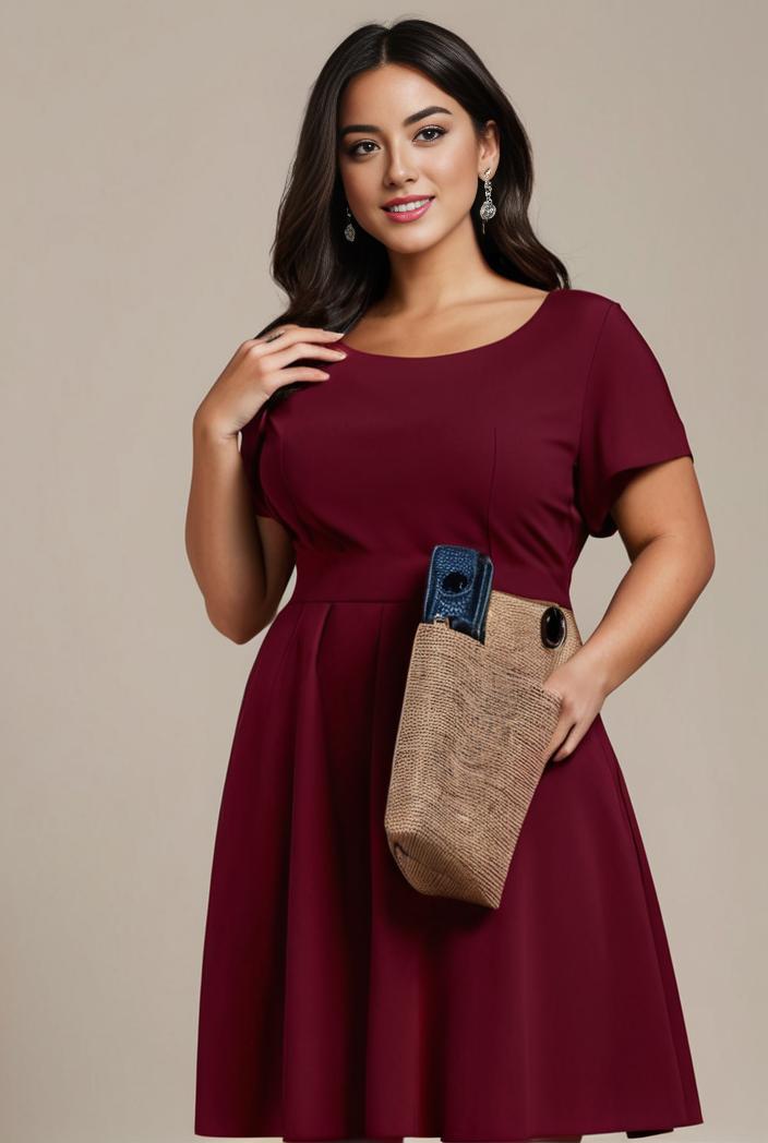 plus size simple chiffon pleated a line round neckline bridesmaid dress 102542