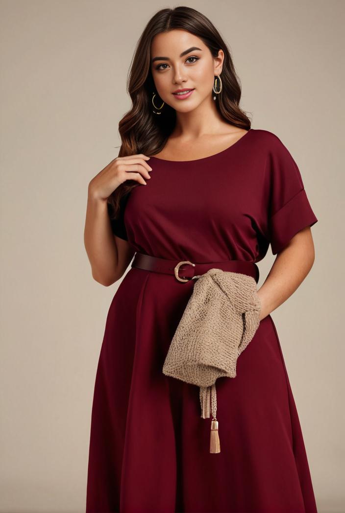 plus size simple chiffon pleated a line round neckline bridesmaid dress 102543