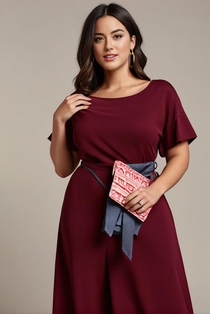 plus size simple chiffon pleated a line round neckline bridesmaid dress 102544