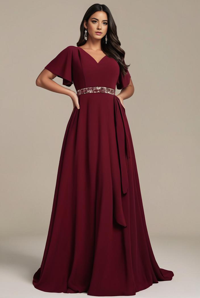 plus size simple chiffon pleated a line round neckline bridesmaid dress 102550