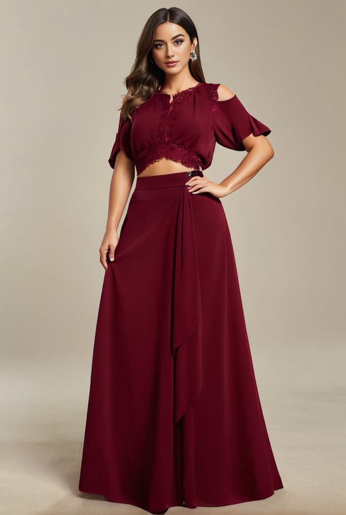 plus size simple chiffon pleated a line round neckline bridesmaid dress 102565
