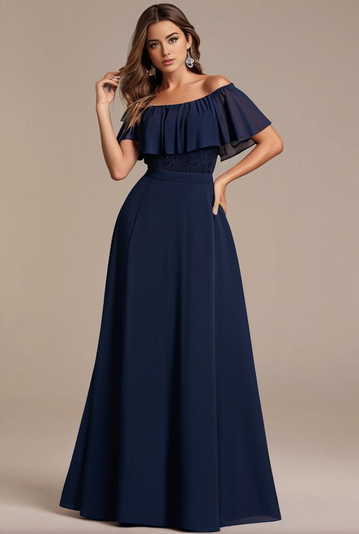 plus size simple chiffon pleated a line round neckline bridesmaid dress 102576