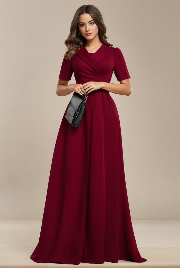 plus size simple chiffon pleated a line round neckline bridesmaid dress 102581