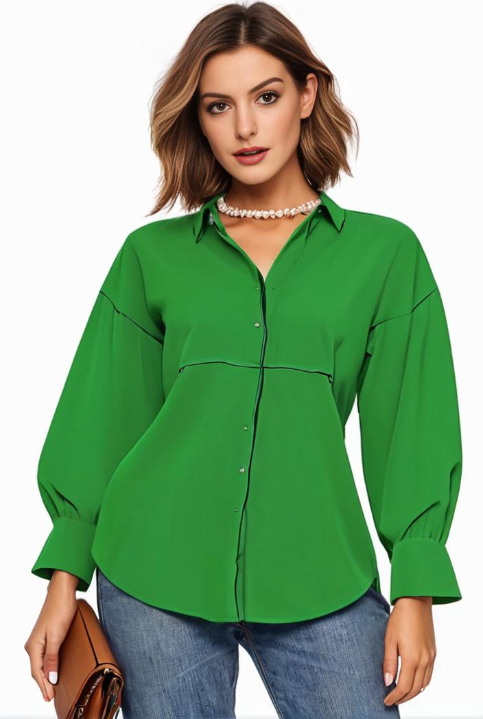 plus size casual blouse women s plus solid button up lantern sleeve turn down collar nipped waist blouse 142508