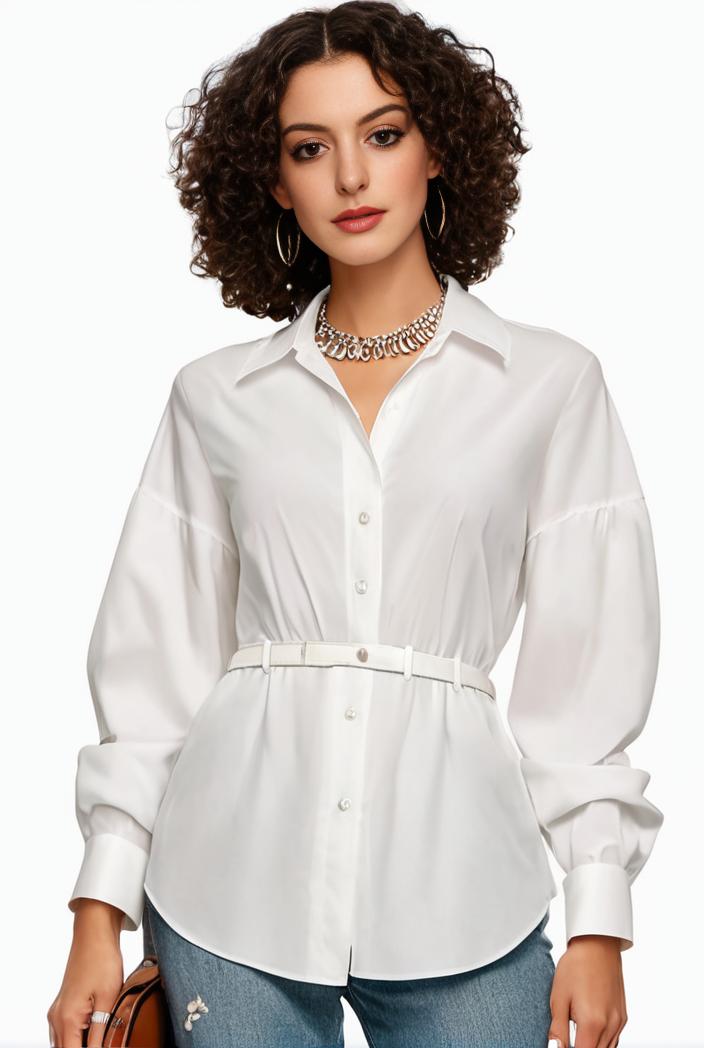 plus size casual blouse women s plus solid button up lantern sleeve turn down collar nipped waist blouse 142515