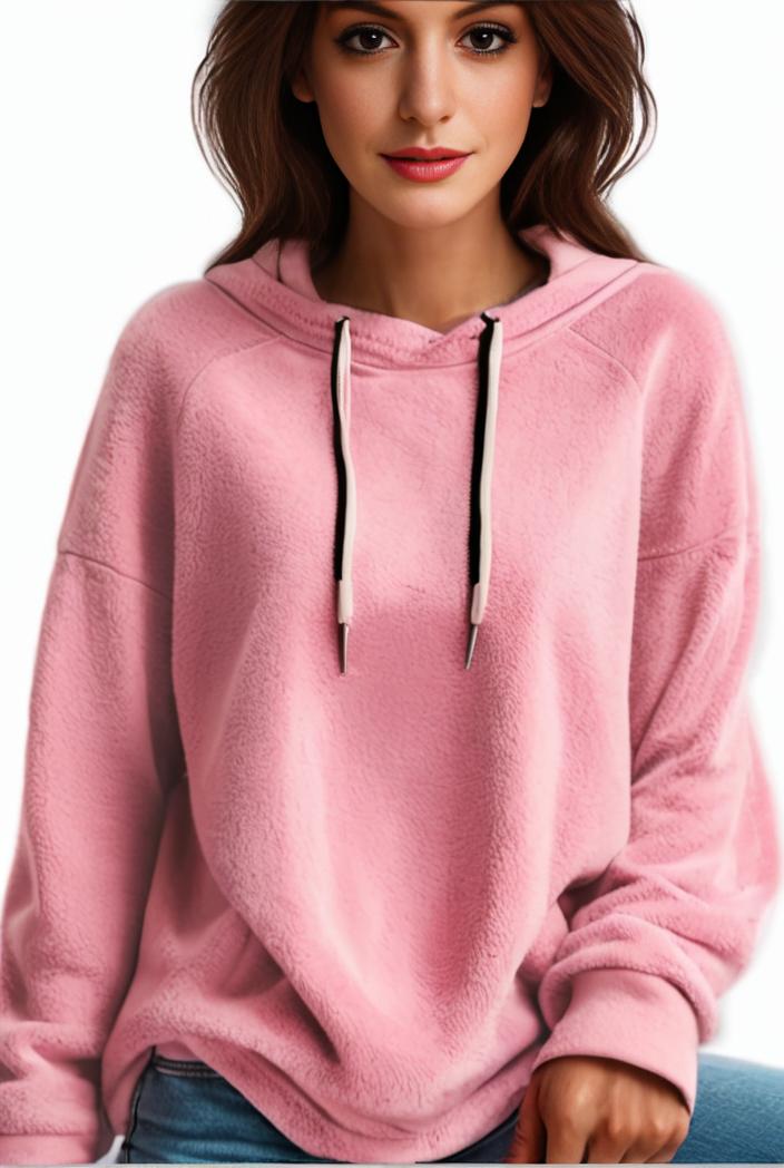 plus size casual hoodie women s plus solid ribbed long sleeve slight stretch hoodie drawstring sweatshirt 142565