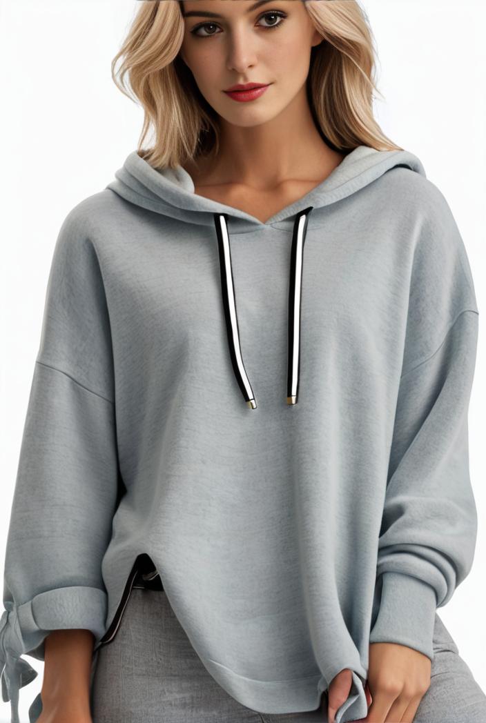 plus size casual hoodie women s plus solid ribbed long sleeve slight stretch hoodie drawstring sweatshirt 142571