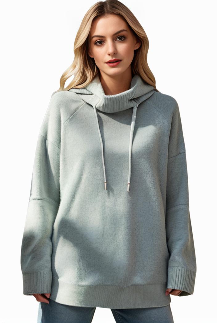 plus size casual hoodie women s plus solid ribbed long sleeve slight stretch hoodie drawstring sweatshirt 142575