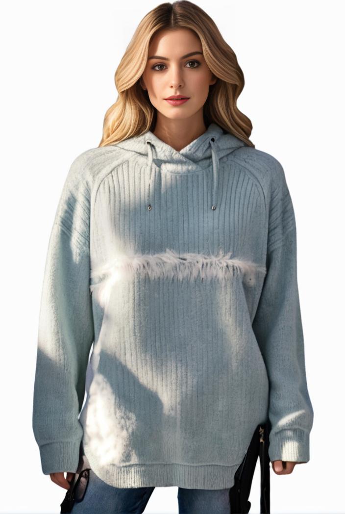 plus size casual hoodie women s plus solid ribbed long sleeve slight stretch hoodie drawstring sweatshirt 142584