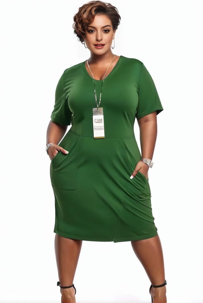 plus size faith letter print short sleeve midi dress with pockets women s plus slight stretch casual dress 142857