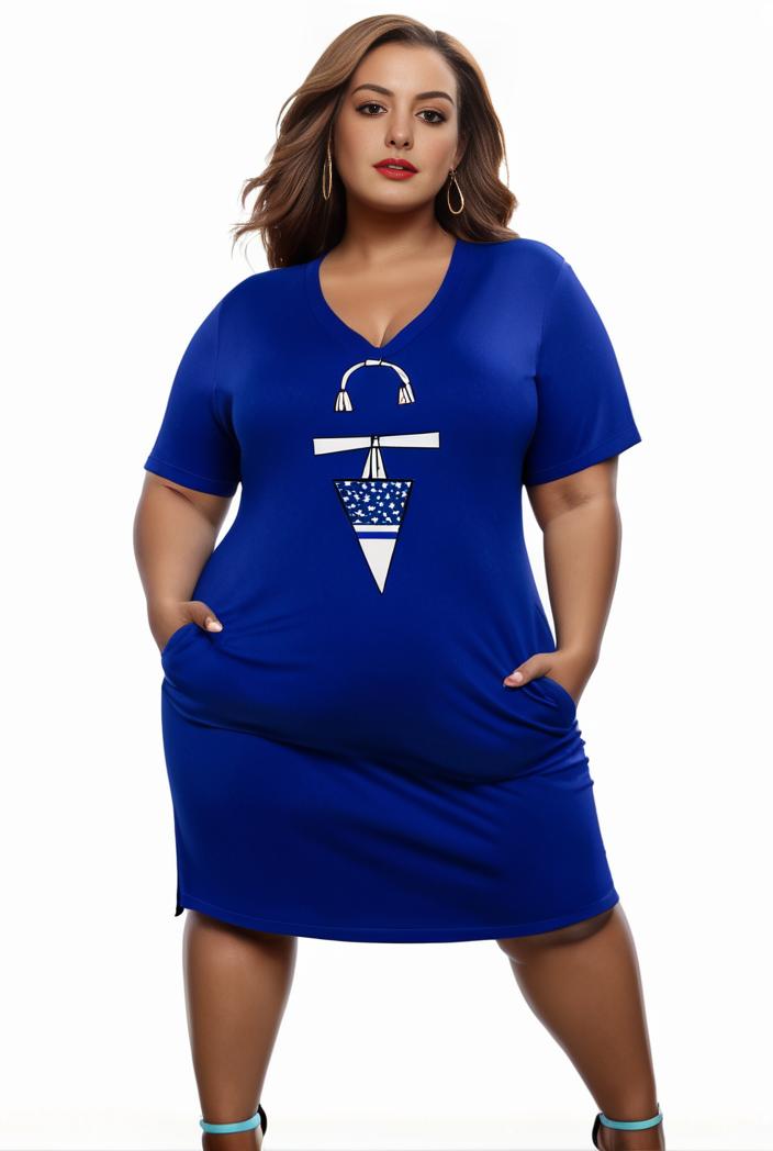 plus size faith letter print short sleeve midi dress with pockets women s plus slight stretch casual dress 142874