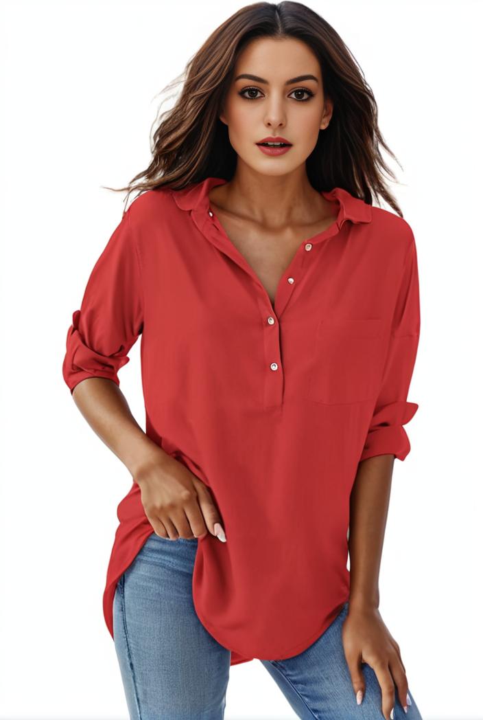 plus size formal shirt women s plus plain long sleeve turn down collar button up workwear shirt 143166
