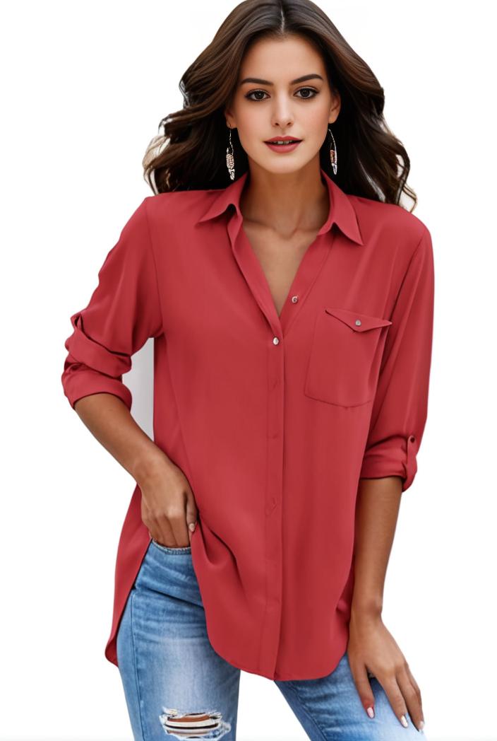 plus size formal shirt women s plus plain long sleeve turn down collar button up workwear shirt 143167
