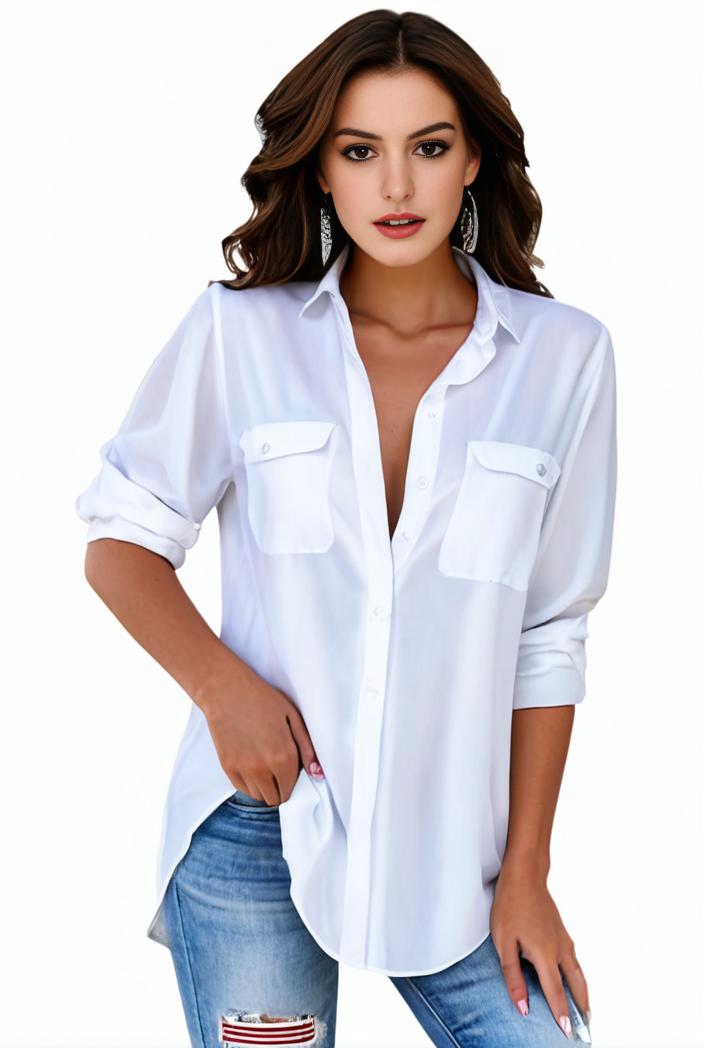 plus size formal shirt women s plus plain long sleeve turn down collar button up workwear shirt 143176