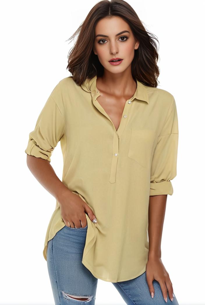 plus size formal shirt women s plus plain long sleeve turn down collar button up workwear shirt 143183