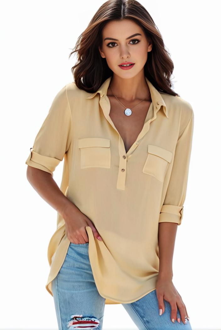 plus size formal shirt women s plus plain long sleeve turn down collar button up workwear shirt 143188