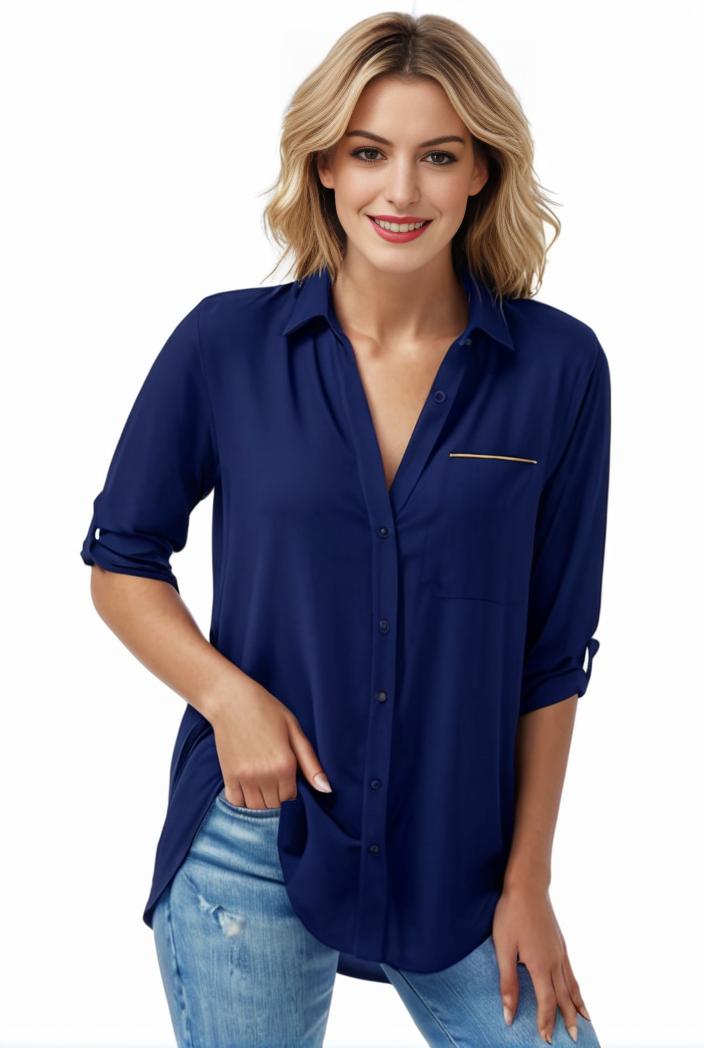 plus size formal shirt women s plus plain long sleeve turn down collar button up workwear shirt 143189