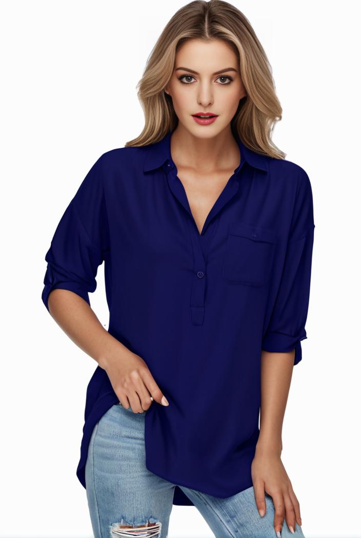 plus size formal shirt women s plus plain long sleeve turn down collar button up workwear shirt 143196