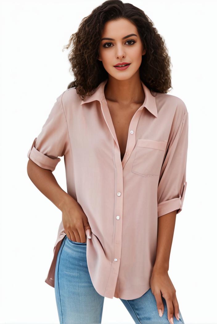 plus size formal shirt women s plus plain long sleeve turn down collar button up workwear shirt 143206