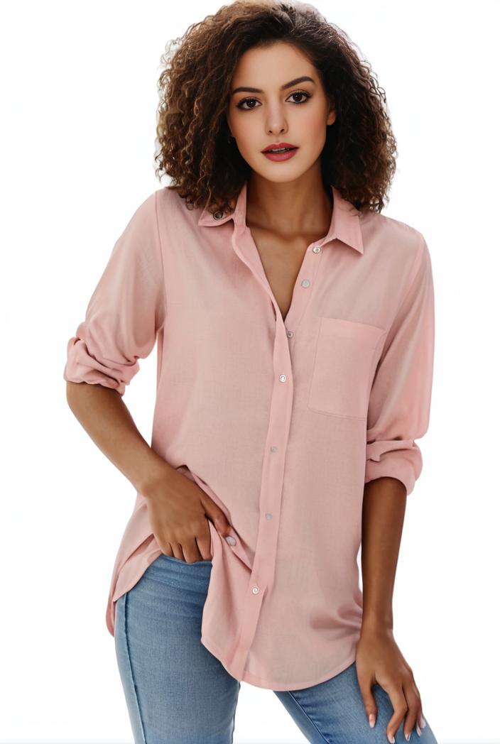 plus size formal shirt women s plus plain long sleeve turn down collar button up workwear shirt 143207