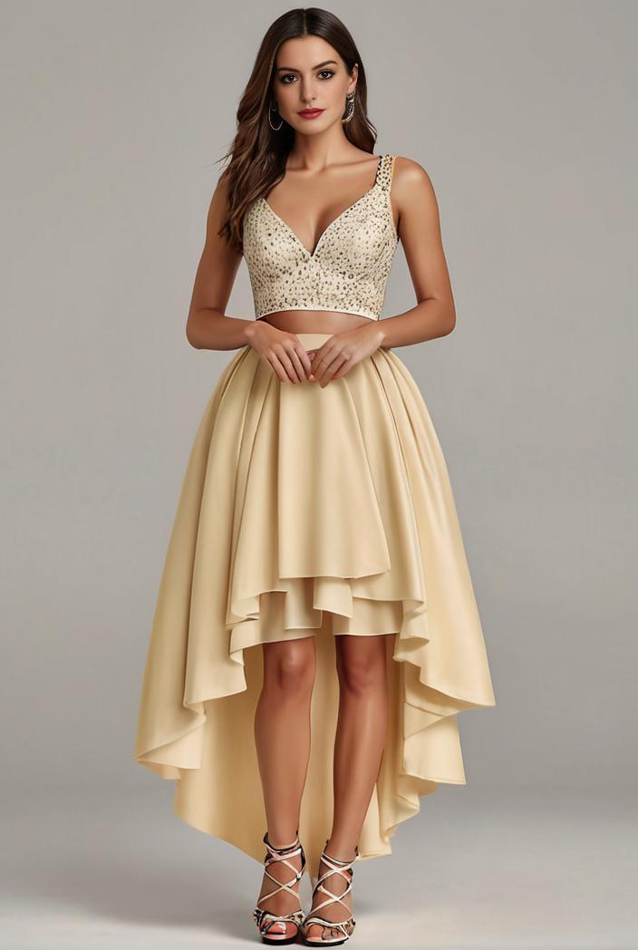 plus size sequin high low deep v neck tulle evening dresses 144491