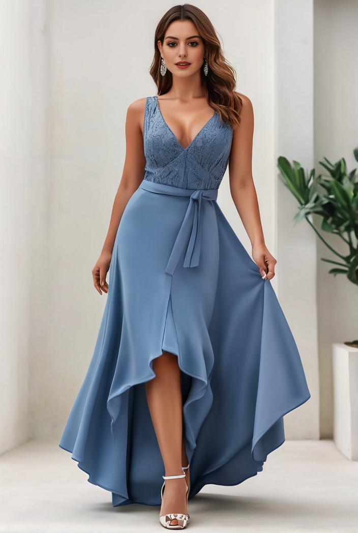 plus size sequin high low deep v neck tulle evening dresses 144501