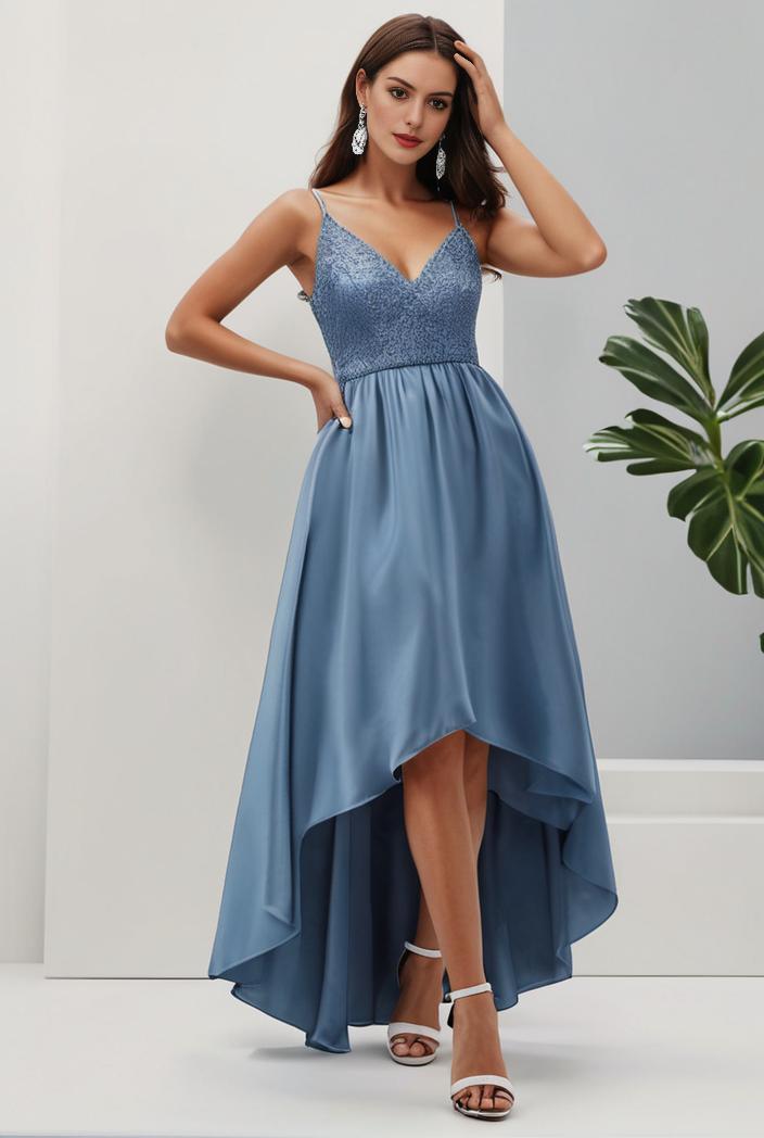 plus size sequin high low deep v neck tulle evening dresses 144516
