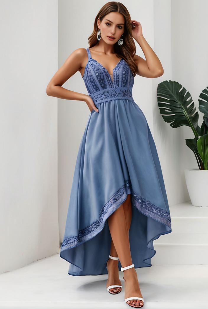 plus size sequin high low deep v neck tulle evening dresses 144519