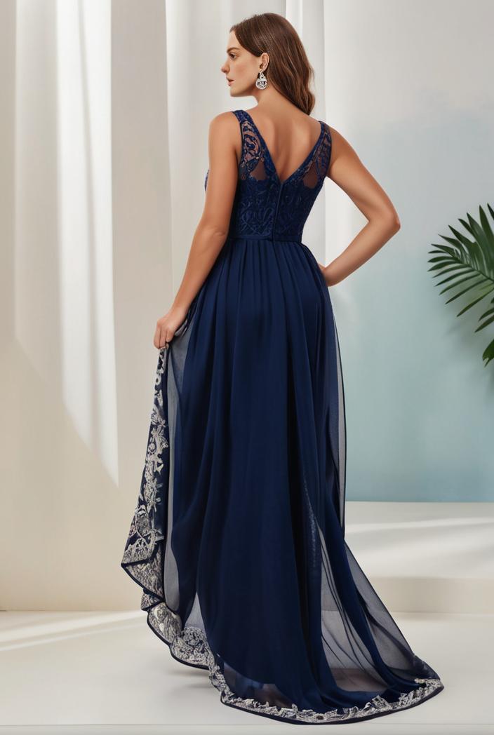 plus size sequin high low deep v neck tulle evening dresses 144536