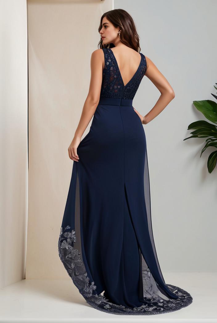 plus size sequin high low deep v neck tulle evening dresses 144537