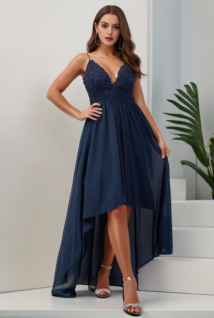 plus size sequin high low deep v neck tulle evening dresses 144540