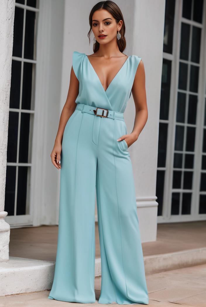 plus size shiny v neck side slit formal evening dress 145042