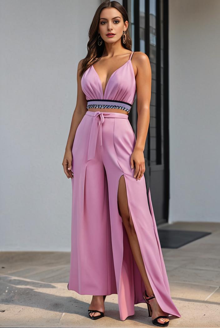 plus size shiny v neck side slit formal evening dress 145049