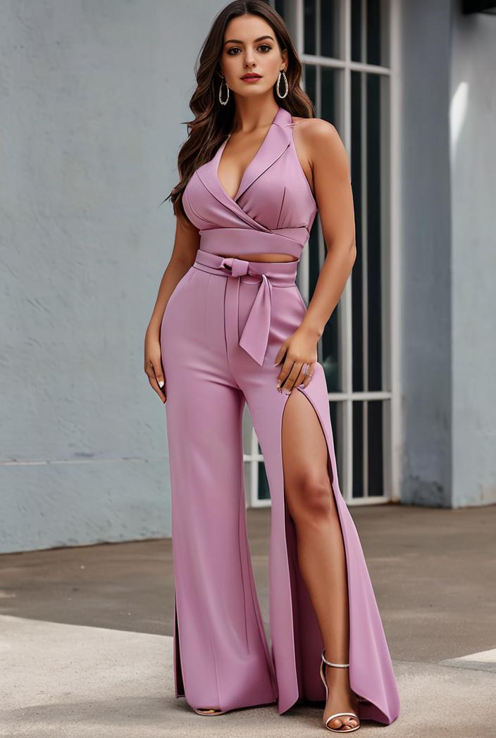 plus size shiny v neck side slit formal evening dress 145050
