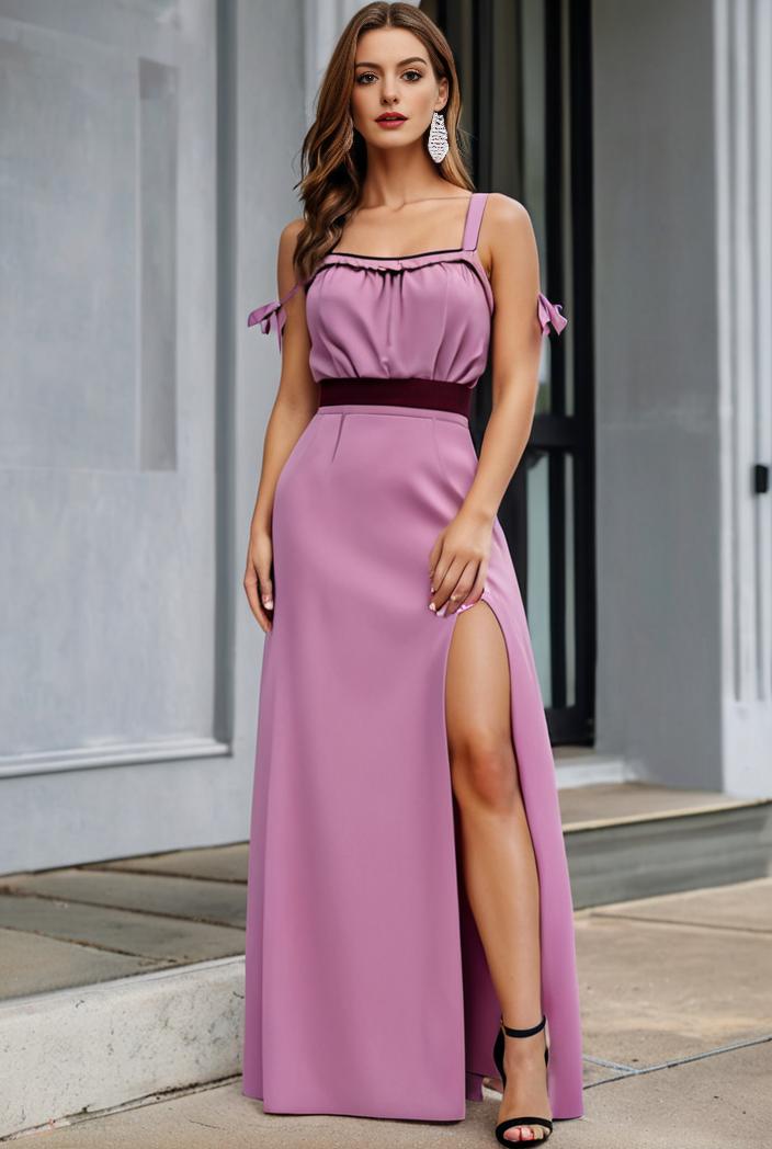 plus size shiny v neck side slit formal evening dress 145052