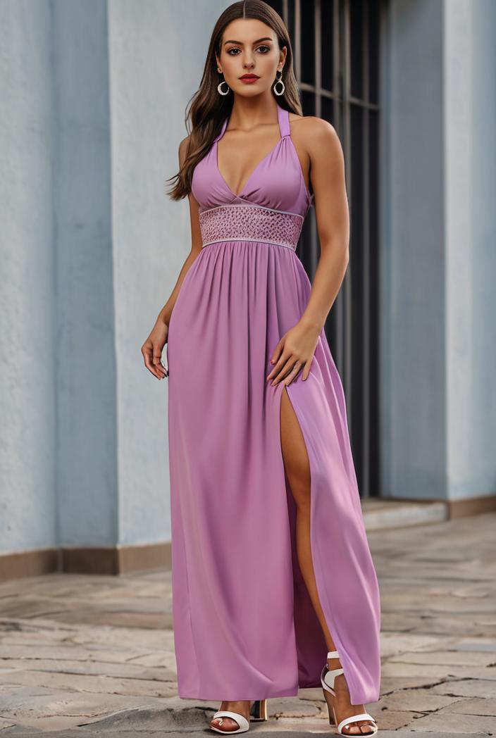plus size shiny v neck side slit formal evening dress 145056