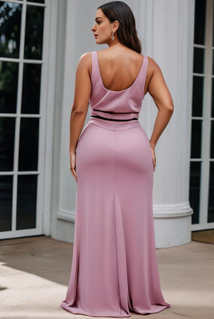 plus size shiny v neck side slit formal evening dress 145058