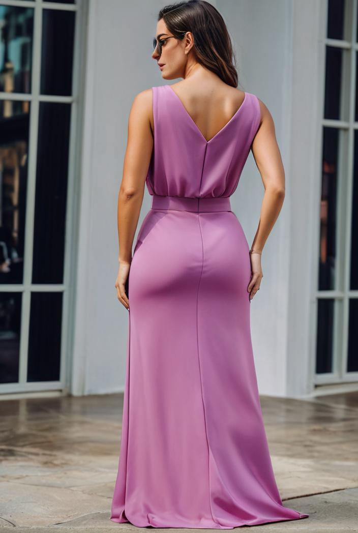 plus size shiny v neck side slit formal evening dress 145063