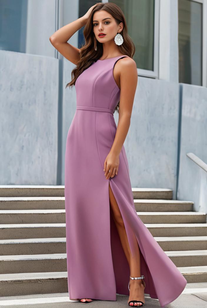 plus size shiny v neck side slit formal evening dress 145067