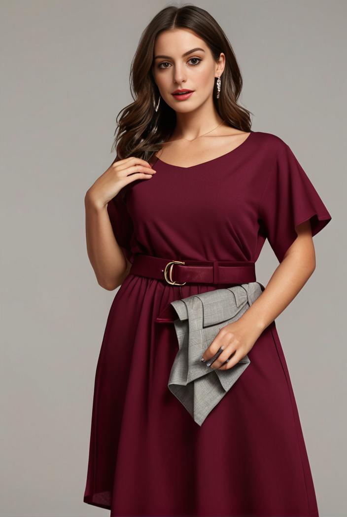 plus size simple chiffon pleated a line round neckline bridesmaid dress 145118
