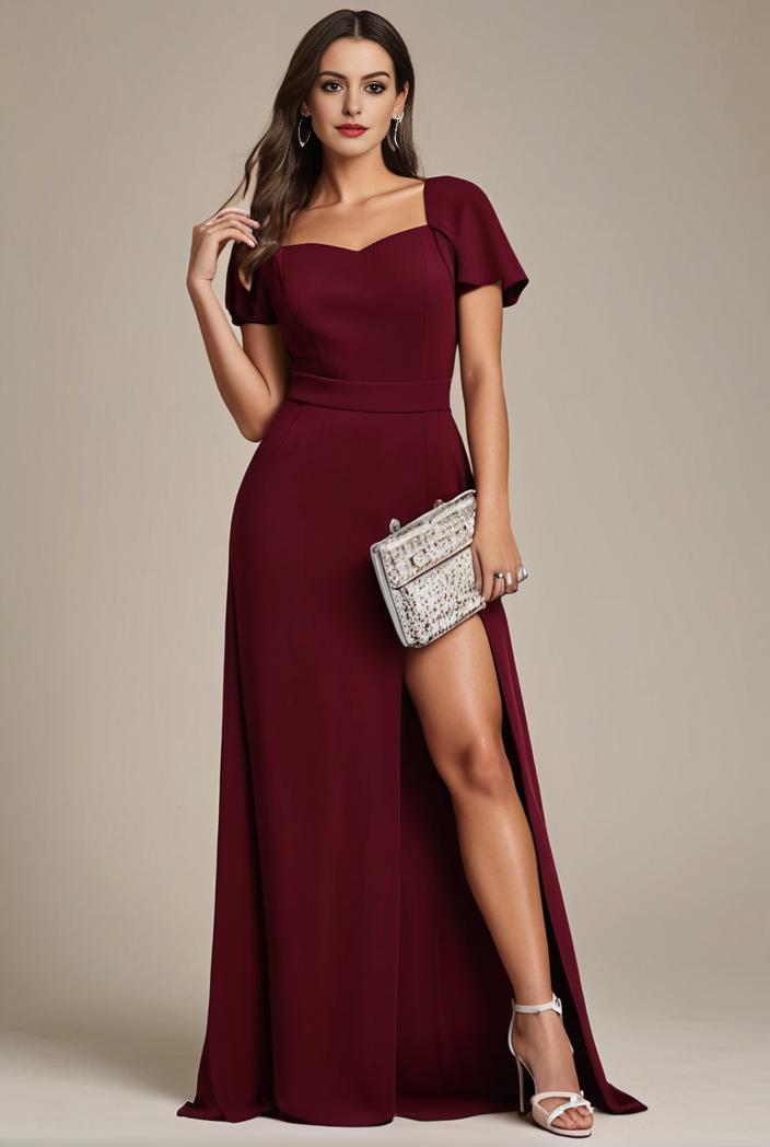plus size sweetheart a line high slit maxi chiffon bridesmaid dress 145205