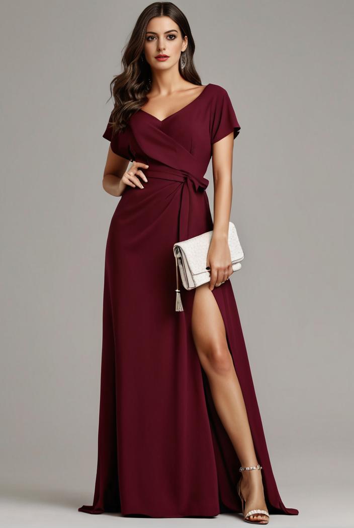 plus size sweetheart a line high slit maxi chiffon bridesmaid dress 145206