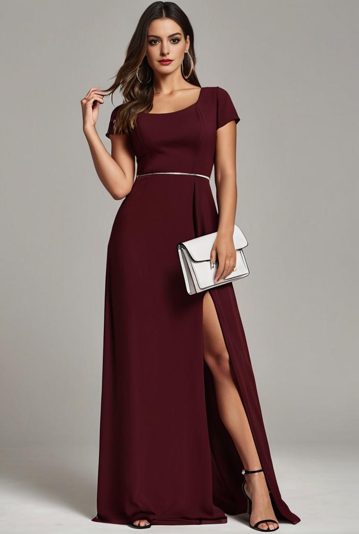 plus size sweetheart a line high slit maxi chiffon bridesmaid dress 145207