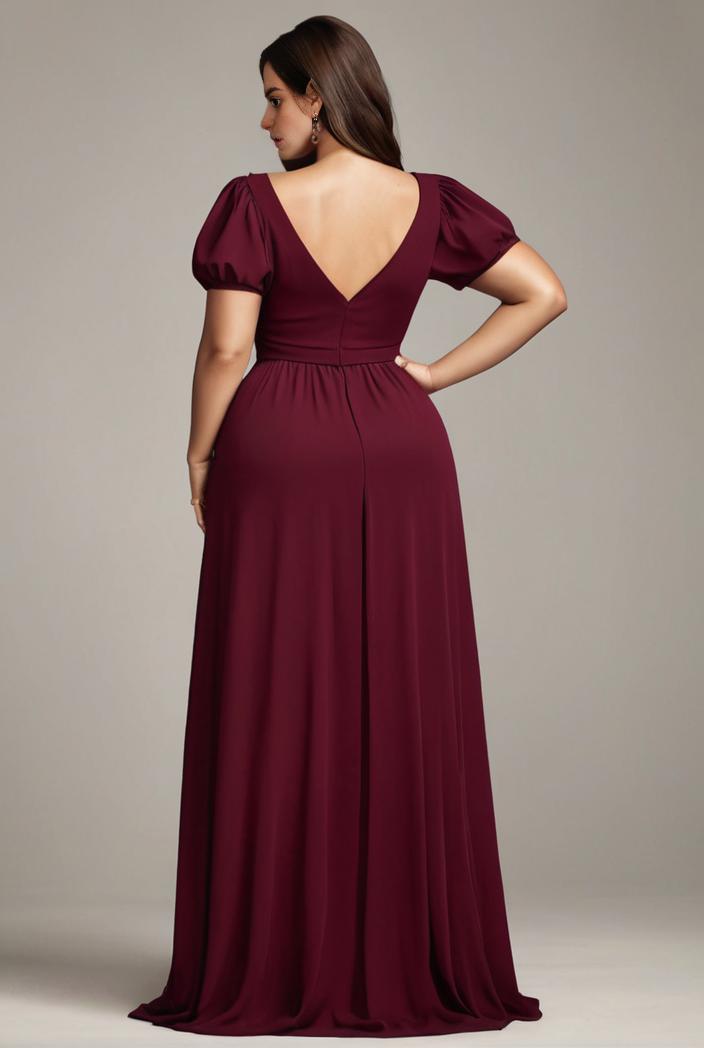 plus size sweetheart a line high slit maxi chiffon bridesmaid dress 145216