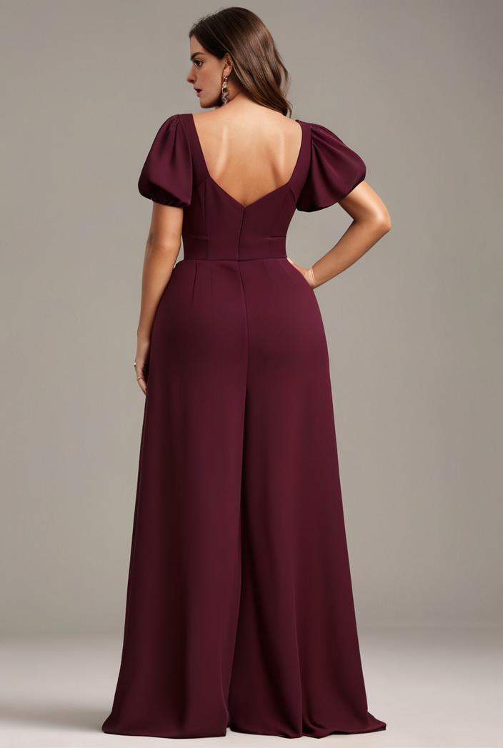 plus size sweetheart a line high slit maxi chiffon bridesmaid dress 145217