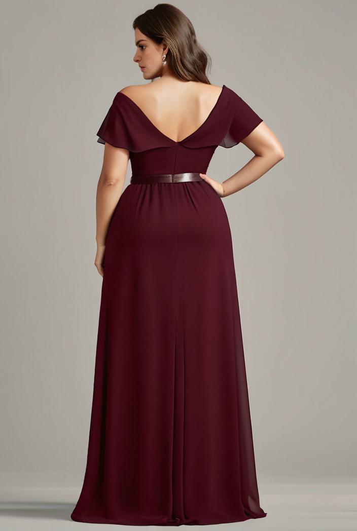 plus size sweetheart a line high slit maxi chiffon bridesmaid dress 145218