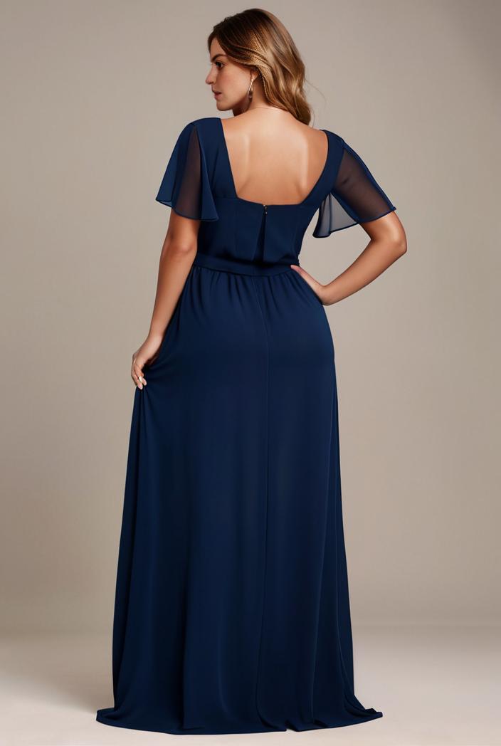 plus size sweetheart a line high slit maxi chiffon bridesmaid dress 145224