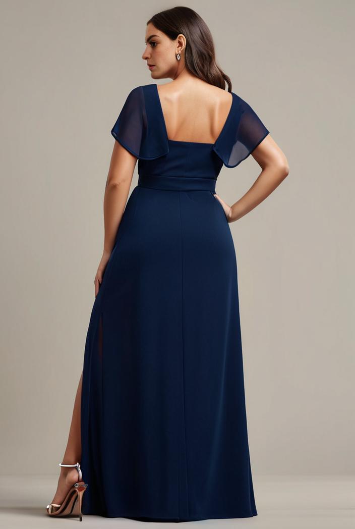 plus size sweetheart a line high slit maxi chiffon bridesmaid dress 145225